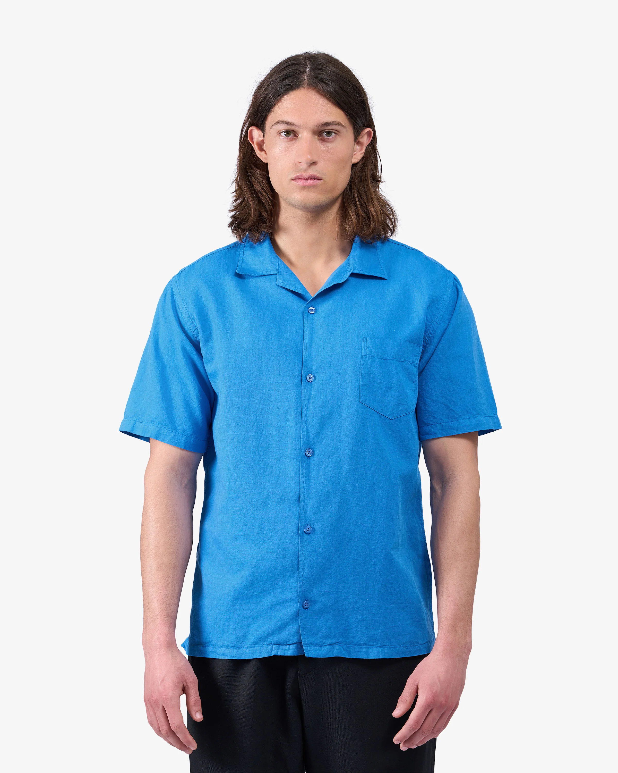 Linen Short Sleeved Shirt - Lava Grey - Image 2