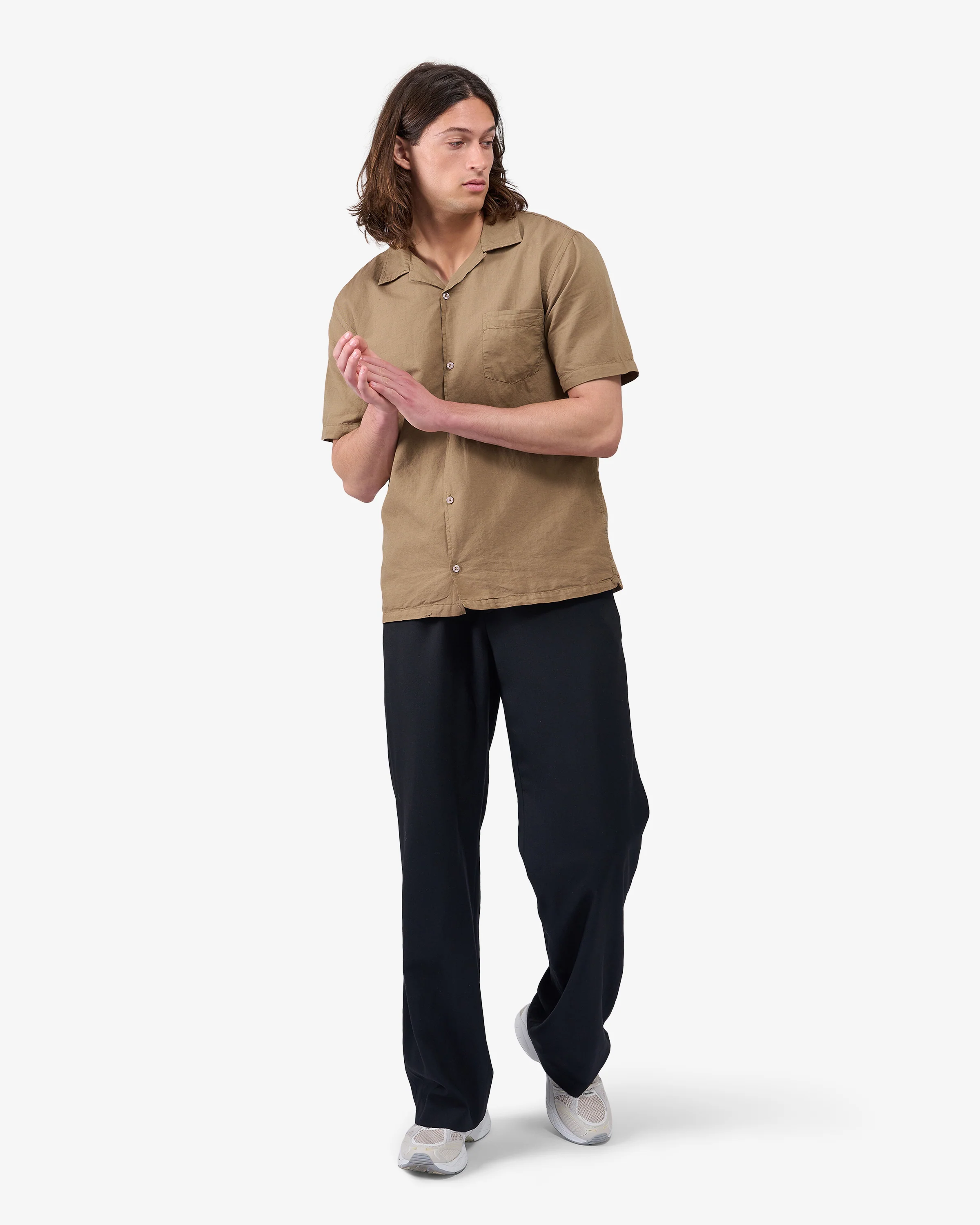 Linen Short Sleeved Shirt - Light Aqua - Image 5