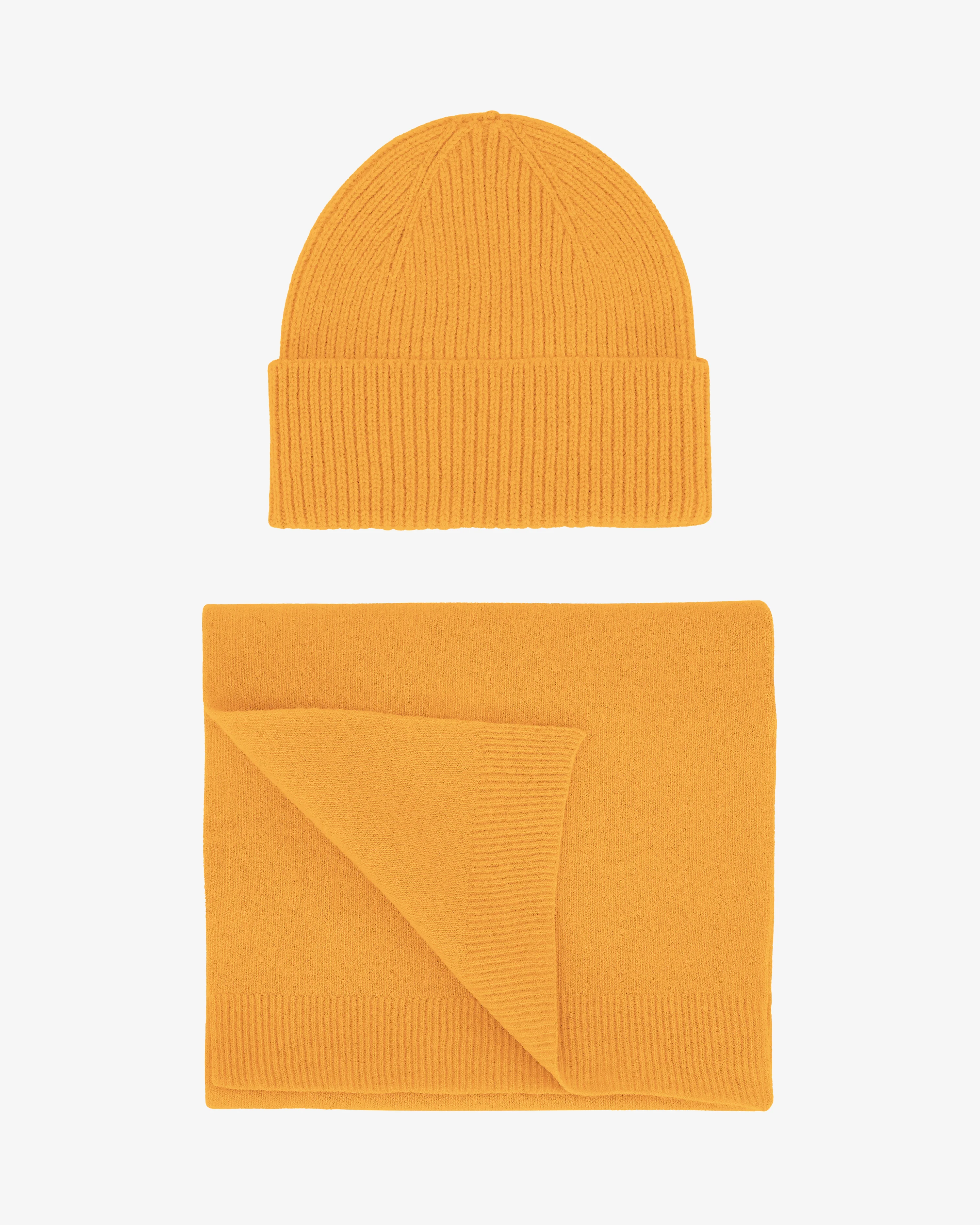 Merino Wool Beanie & Scarf - Burned Yellow