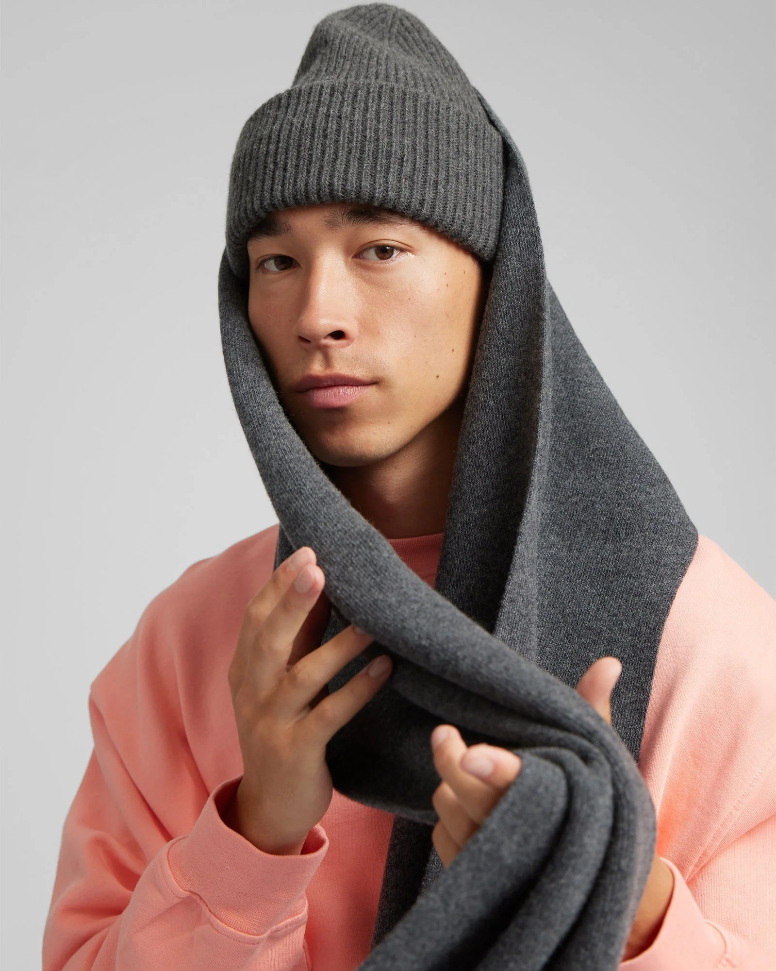Merino Wool Scarf - Warm Taupe - Image 3