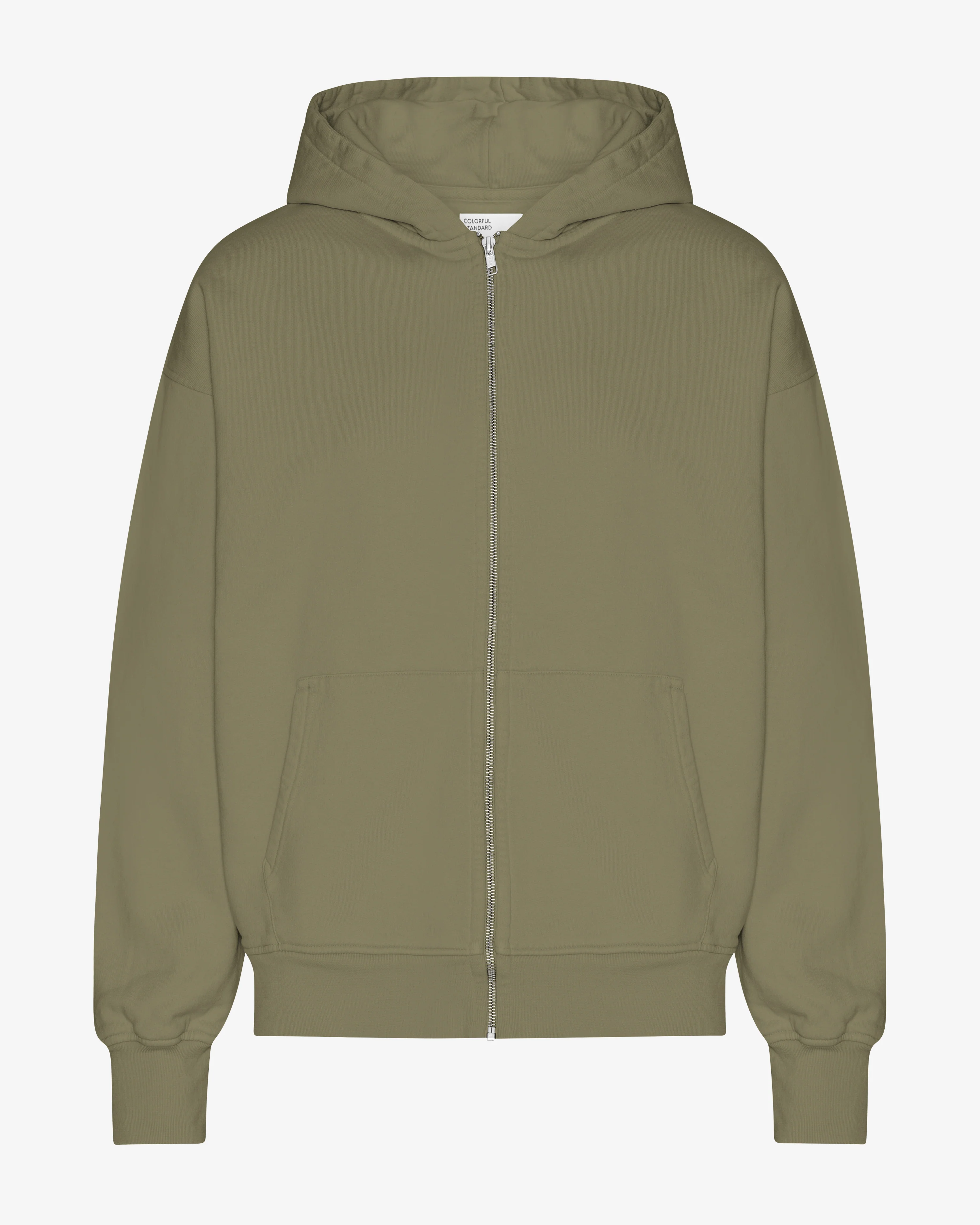 Organic Oversized Zip Hood - Dusty Olive