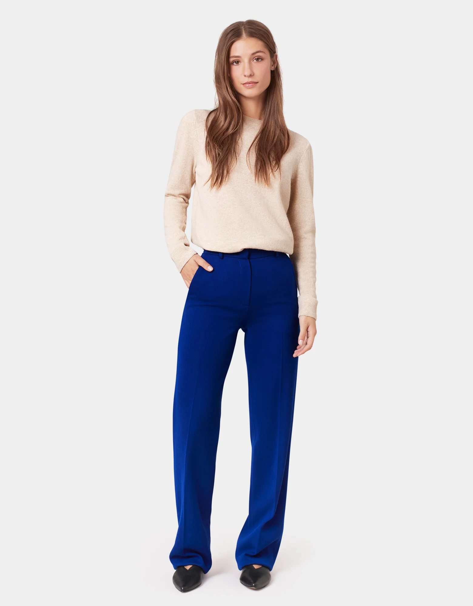 Women Light Merino Wool Crew - Polar Blue - Image 3